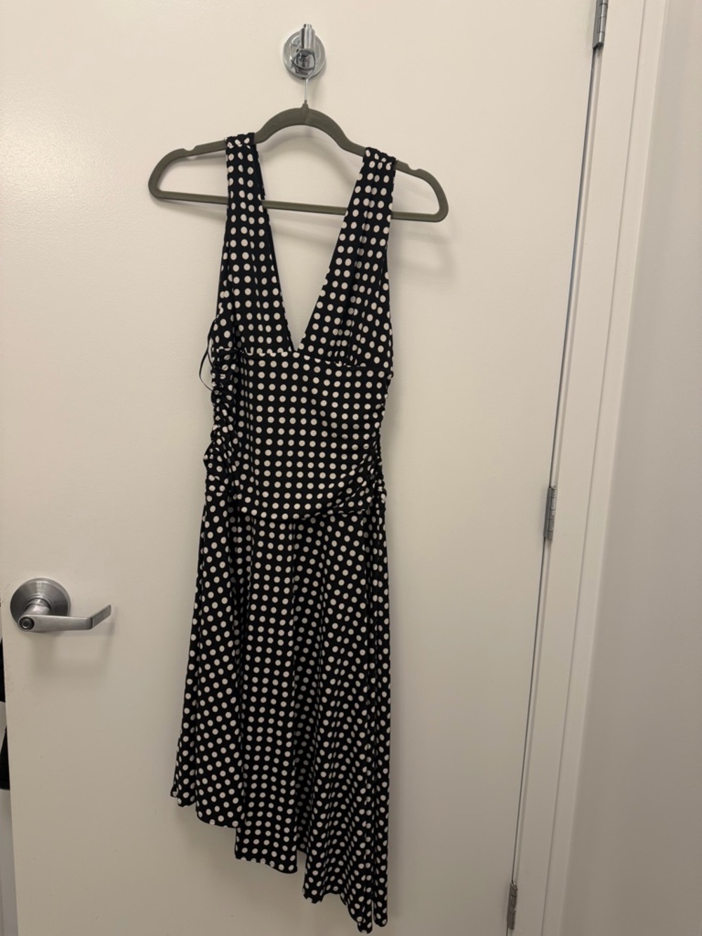 Abercrombie Black Polka Dot V-Neck A-Line Dress